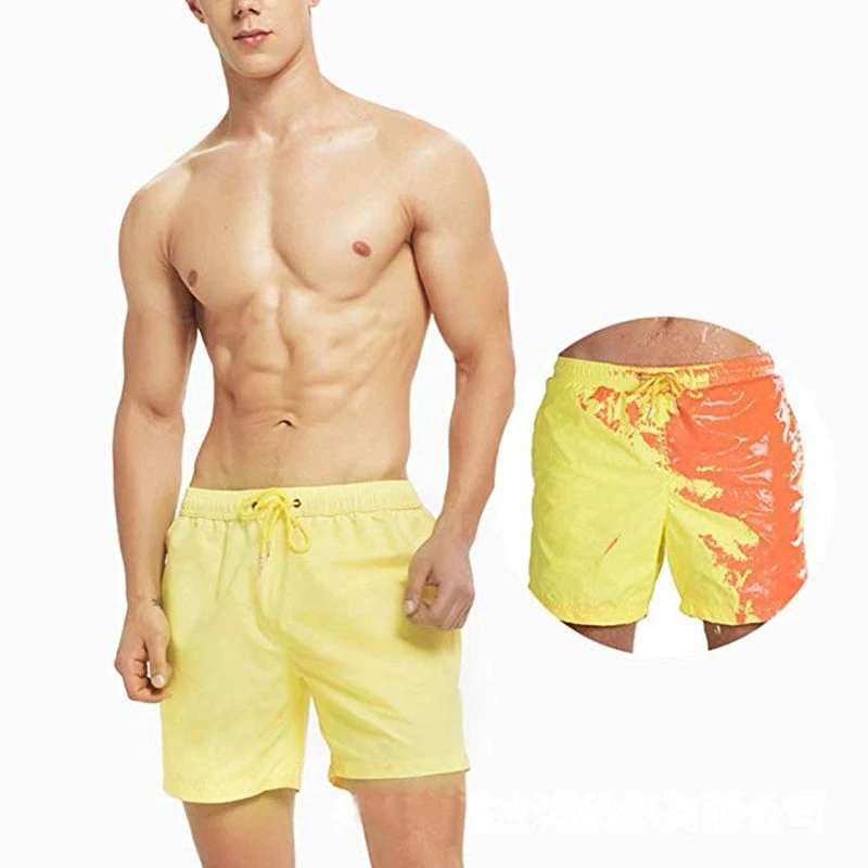 
 Color Changing Beach Shorts Men Beach Wear Printing Men Swimming Trunks  