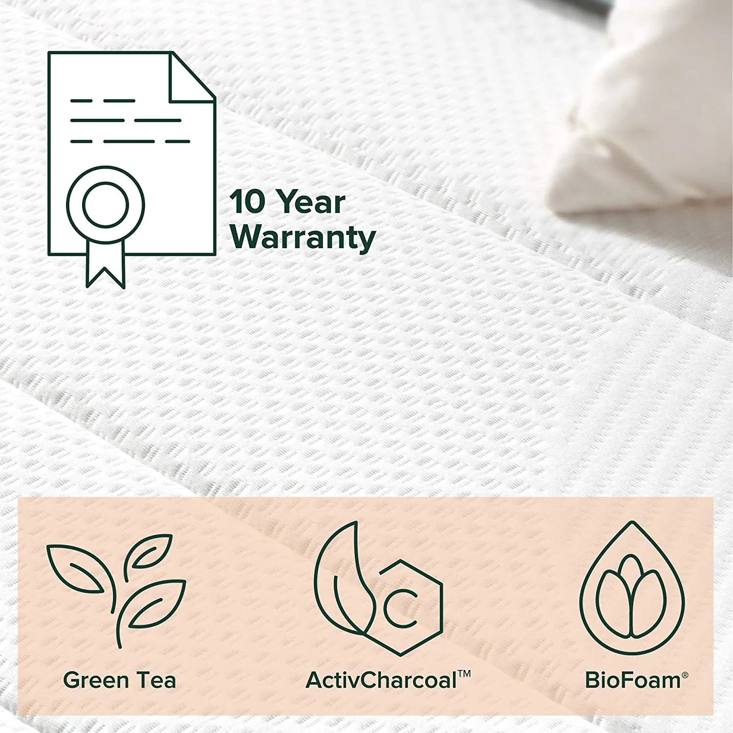 High Quality Single Queen King12 Inch Nature Latex Memory Foam Spring Hybrid Euro Top Pocket Green Tea Mattress in a Box