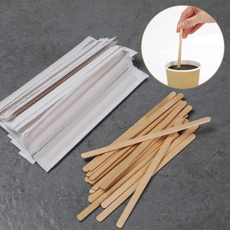 Eco friendly food grade disposable bamboo wooden tea coffee stirrer sticks