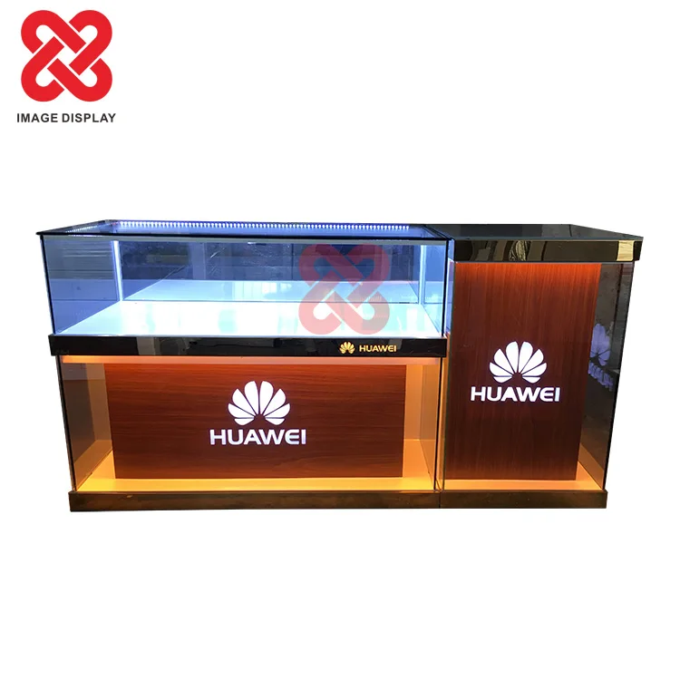 IMAGE LED mobile phone glass display showcase with customized design logo retail store furniture