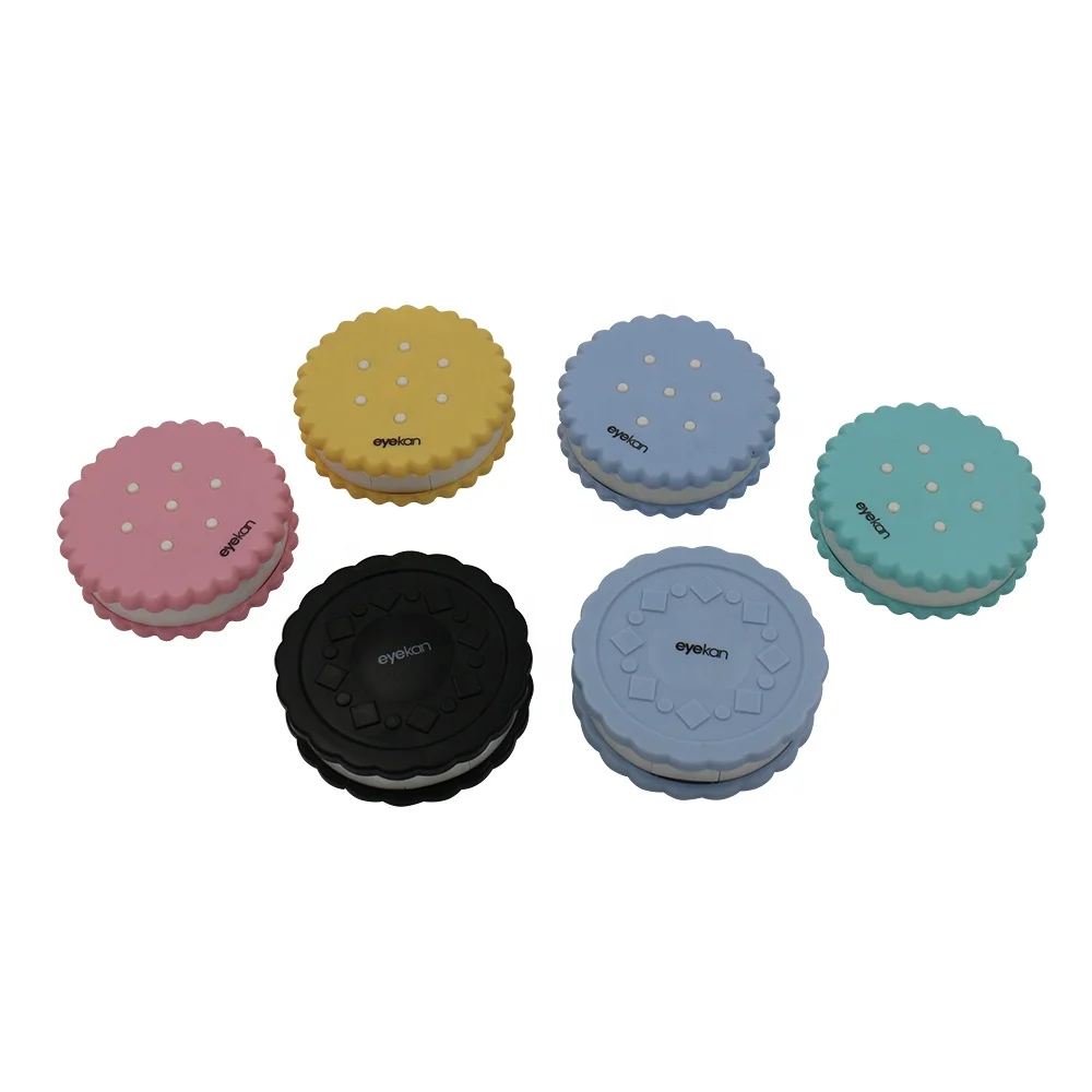 A-8057 eyekan fashion round biscuit eye contact lens case designer contact lens case travel kit