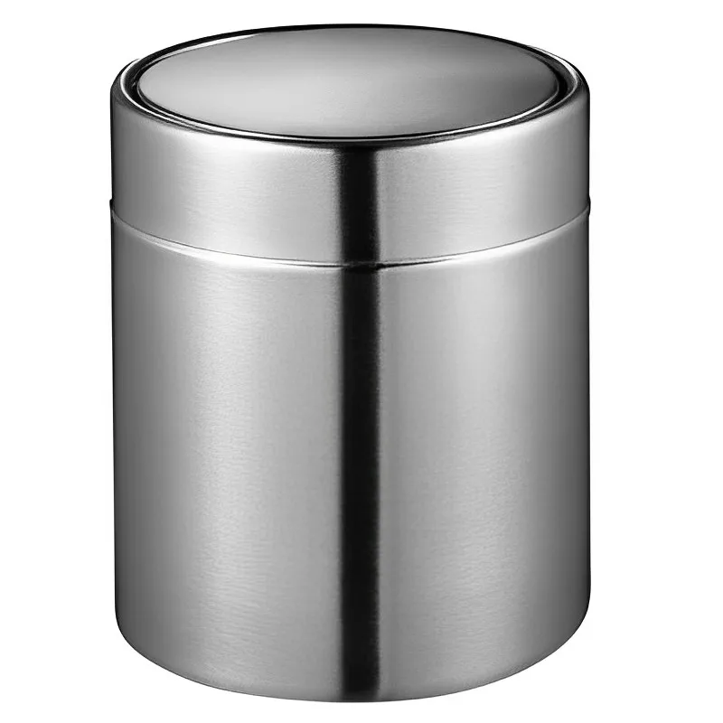 Mini Countertop Rose Gold Stainless Steel Swing Lid Table Desk Trash Bin Car Mini Trash Can Mini