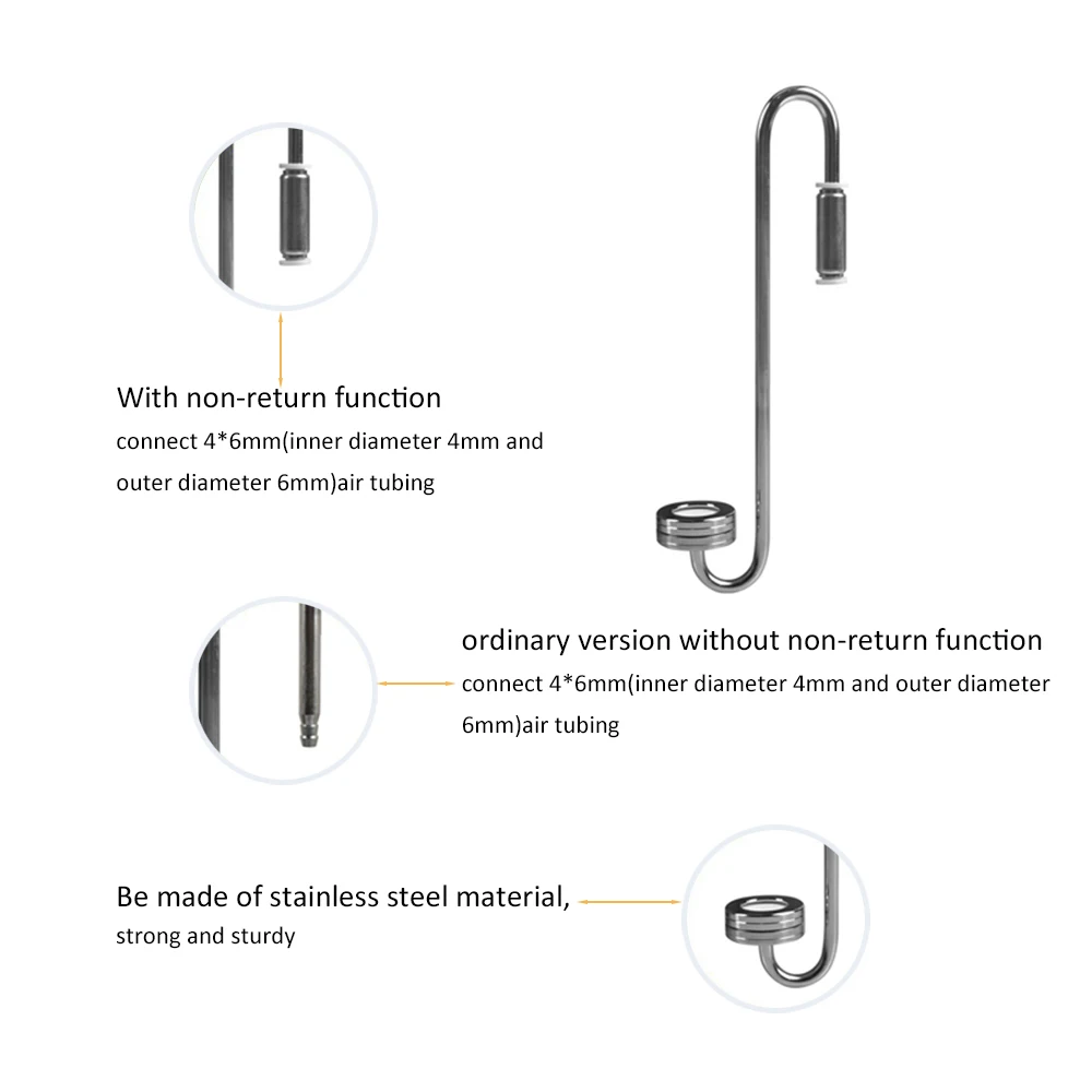 DEM S05-01-70A 70MM Aquarium Stainless Steel Non-Return CO2  Diffuser Fish Tank  Water Plant Carbon Dioxide Atomizer With Sucker
