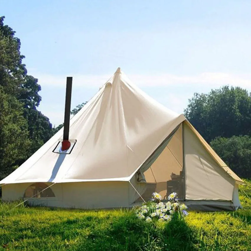 New Arrival Luxury Large Size 5M 6M Teepee Yurt Glamping Tent Outdoor Family Camping Canvas Bell Tent