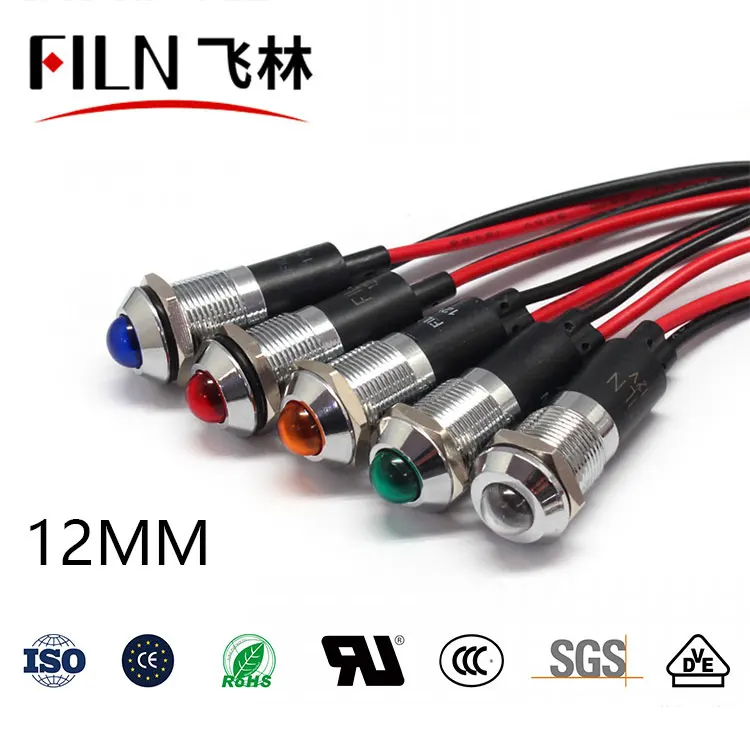 20cm wire indicator light red green blue amber yellow white waterproof led