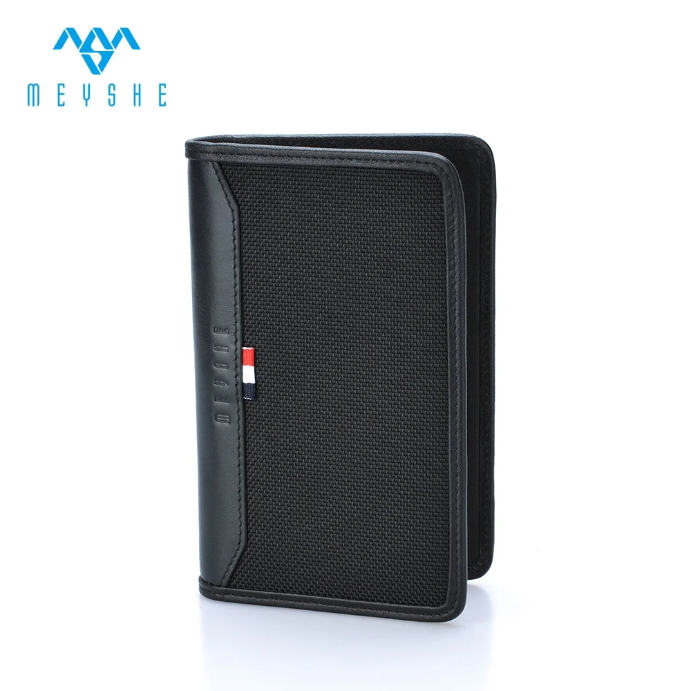 Premium Card Holders Genuine Leather & Ballistic Nylon Passport Cover Case with Logo & Letter Pattern Credit Card Use