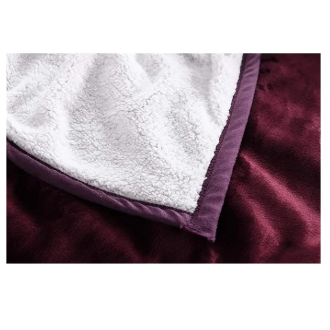 Custom Luxury Ultra Soft Double Ply Sherpa Fleece Blanket 100% Polyester Knitted Solid Pattern Modern Style for Home Use