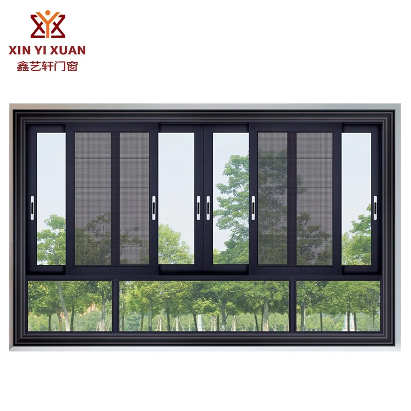 
Guangzhou aluminium windows at good price DOUBLE GLAZE ALUMINIUM WINDOWS with stainless steel screen sliding window kitchen 