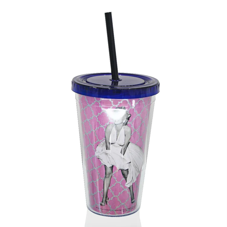 BPA Free 16oz glitter PS double wall tumbler