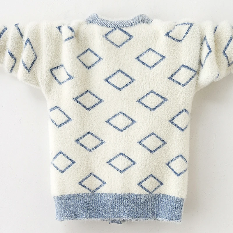 Customization Girls sweater Mink wool 2020 autumn/winter thickened sweater for children and boys Korean style cardigan coat