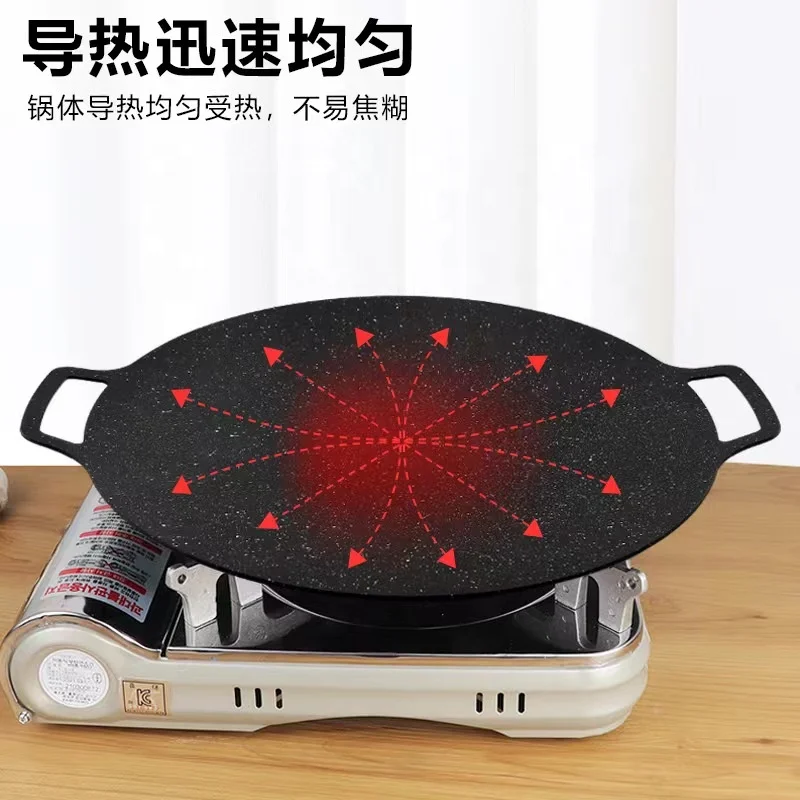 Multipurpose Korean Style Die-cast Aluminum Raffinate Outdoor Food BBQ Round Non Stick Griddle Grill Pan