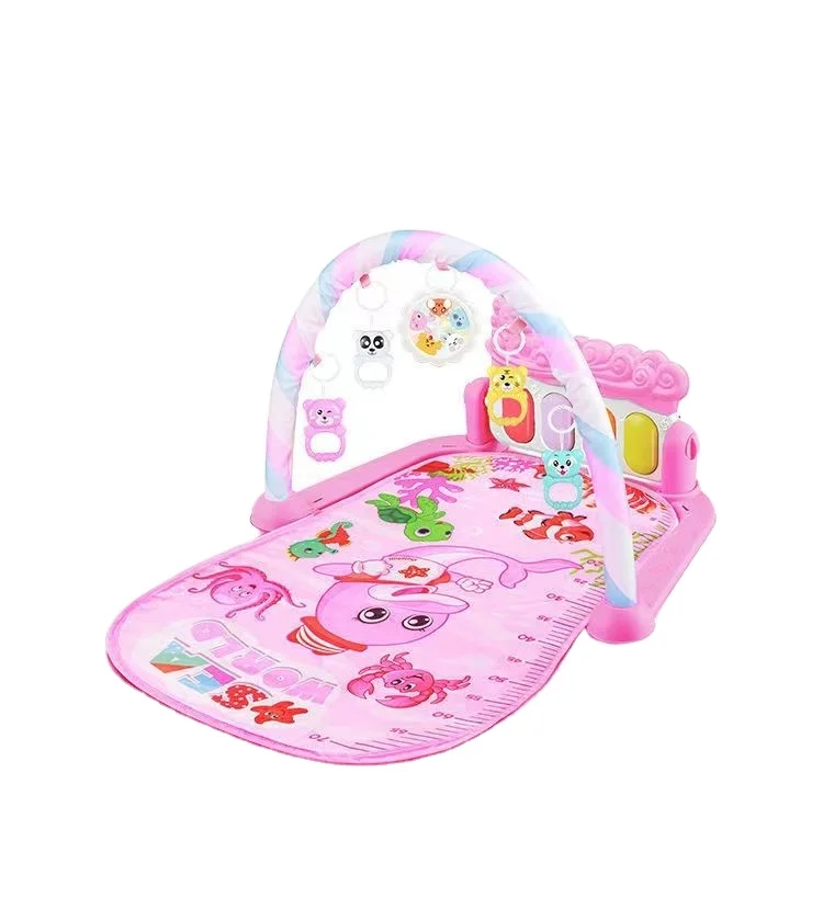 Pedal piano fitness frame for baby Pink Blue musical gym carpet toddler kids  play gym mats with light music baby play gym