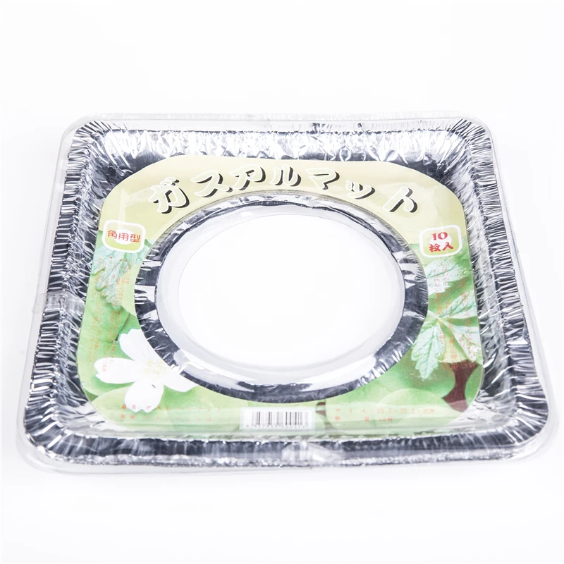 Heavy duty wholesale America Japan kitchen use disposable cooking burner gas stove burner cover square aluminum foil bib liner