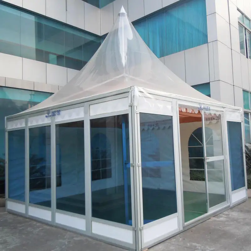commercial aluminum pagoda tent clear camping hexagonal tent pyramid event glass tent