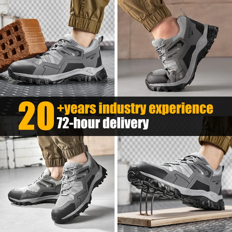 JINGTU Insulated 10KV anti-puncture Ultra light safety shoes with rubber and plastic sole for men