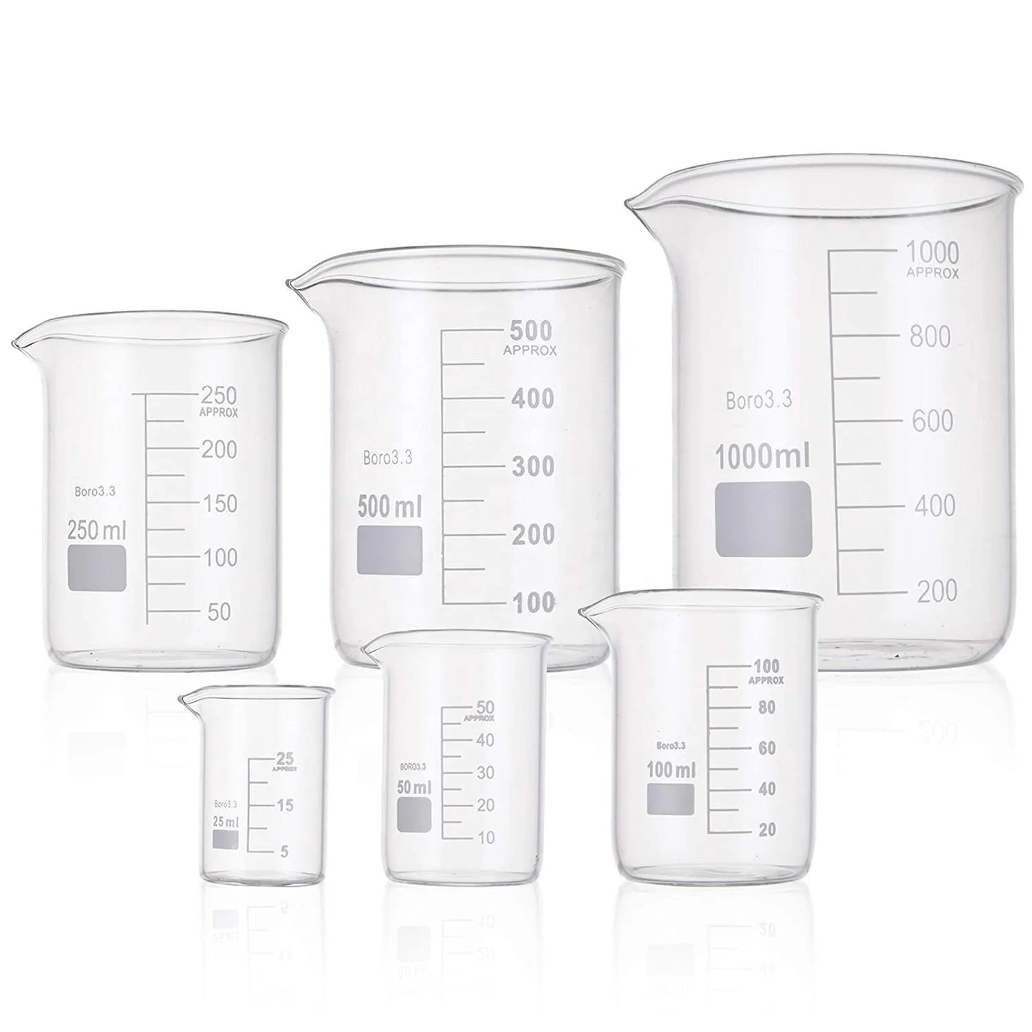 High Temperature Resistant Boro 3.3 Glass Low Form 100ml Pyrex Beaker