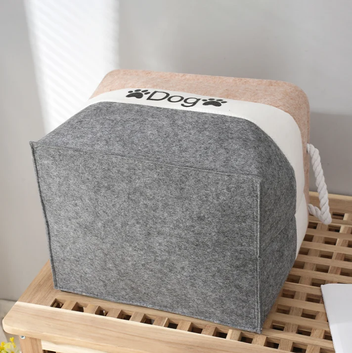 Eco-Friendly Dog Round Felt Storage Bins Basket