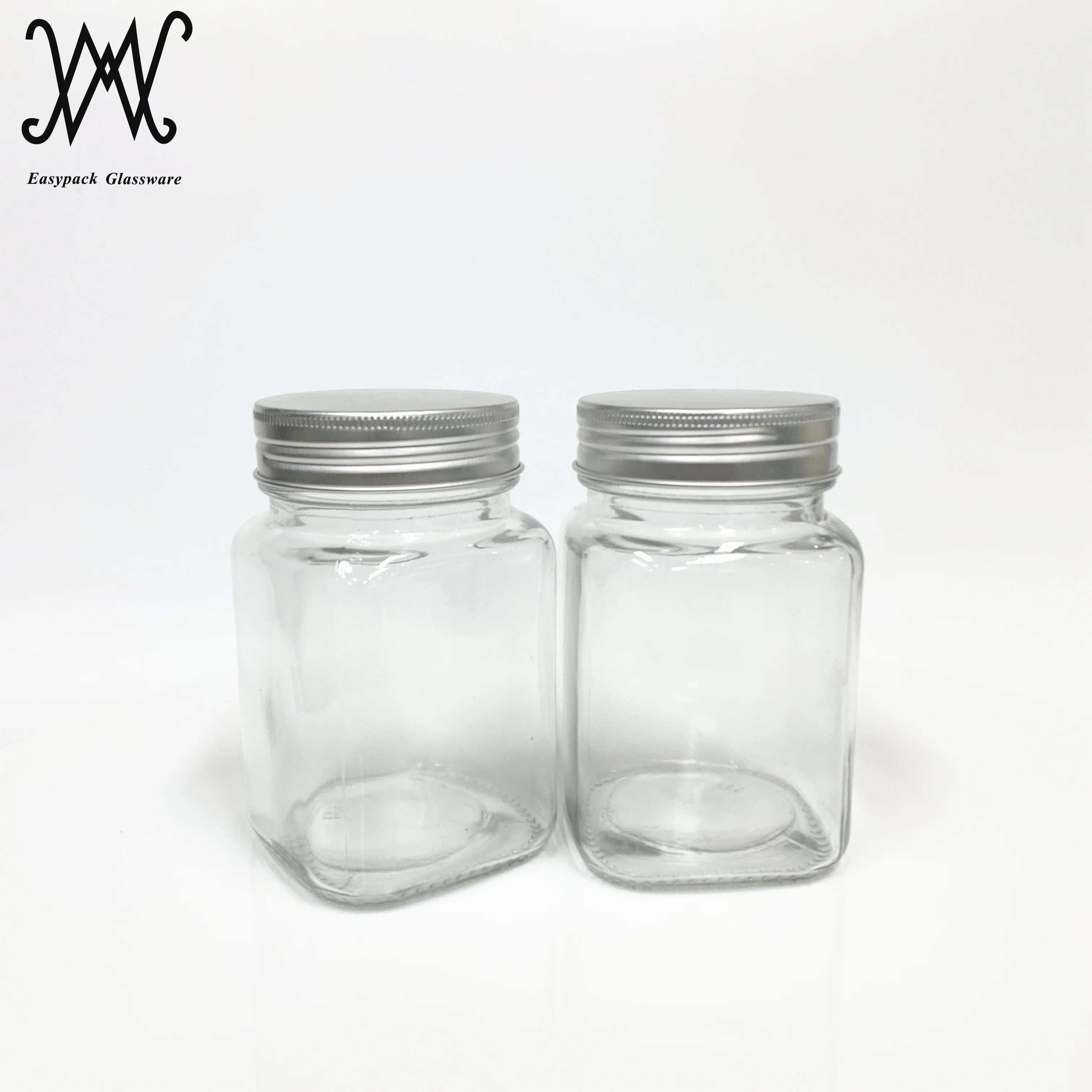 350ml 380ml regular mouth glass mason jar with silver metal lid