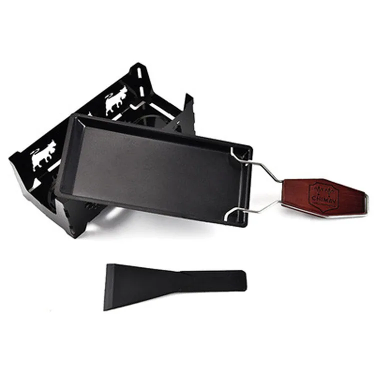 Cheese Melt Pan Non-Stick Rotaster Baking Tray Stove Set Portable Foldable Non-Stick Candlelight Cheese Raclette Pan