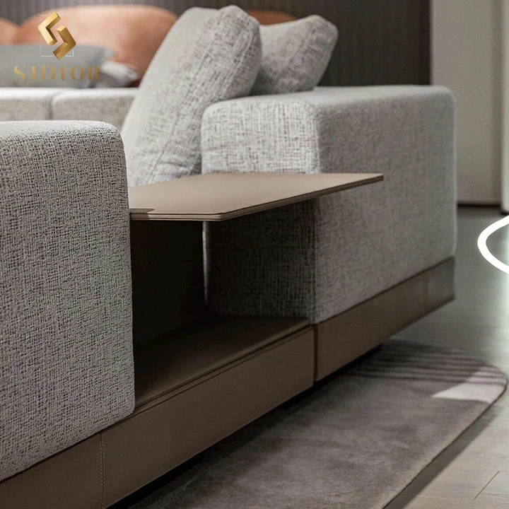 High End Italian Modern Leather Modular Sectional Villa 8 Seater Oversize Huge Big Couch Sofa Set L Shaped Corner Sofa Couch