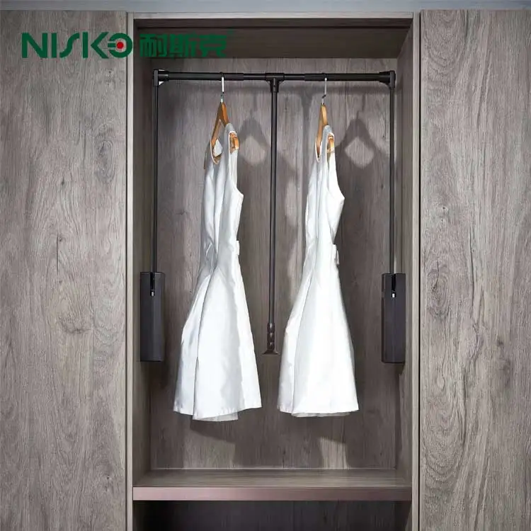 Wardrobe Accessories Metal Aluminum Plastic Closet Clothes Hanger RAIL Pull Down Lift Hangers