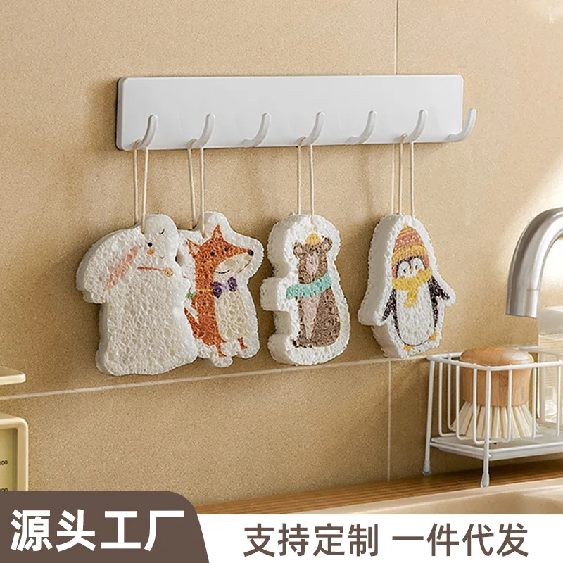 Compressed Wood Pulp Cotton Cartoon Sponge Dishwashing Sponge Absorbent Non-Stick Natural Wood Pulp Sponge Magic