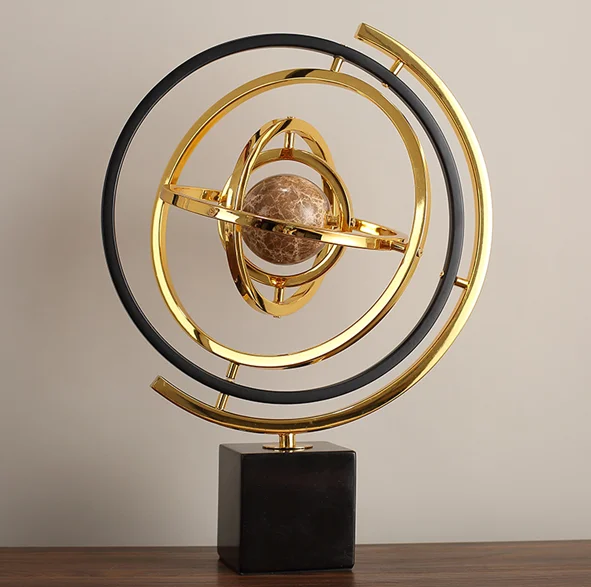European Style Luxury Metal Globe Ornaments Office Desk Living Room Decor Art Ornaments