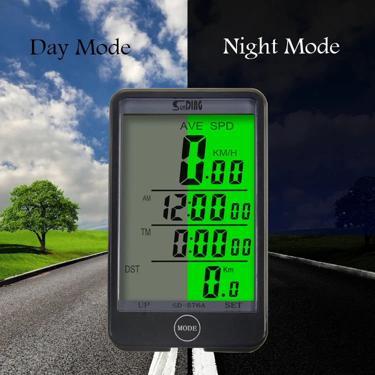wholesale dropshipping SUNDING SD-576A Water Resistant Bicycle Speedometer Wired ComputerOdometer with LCD Backlight