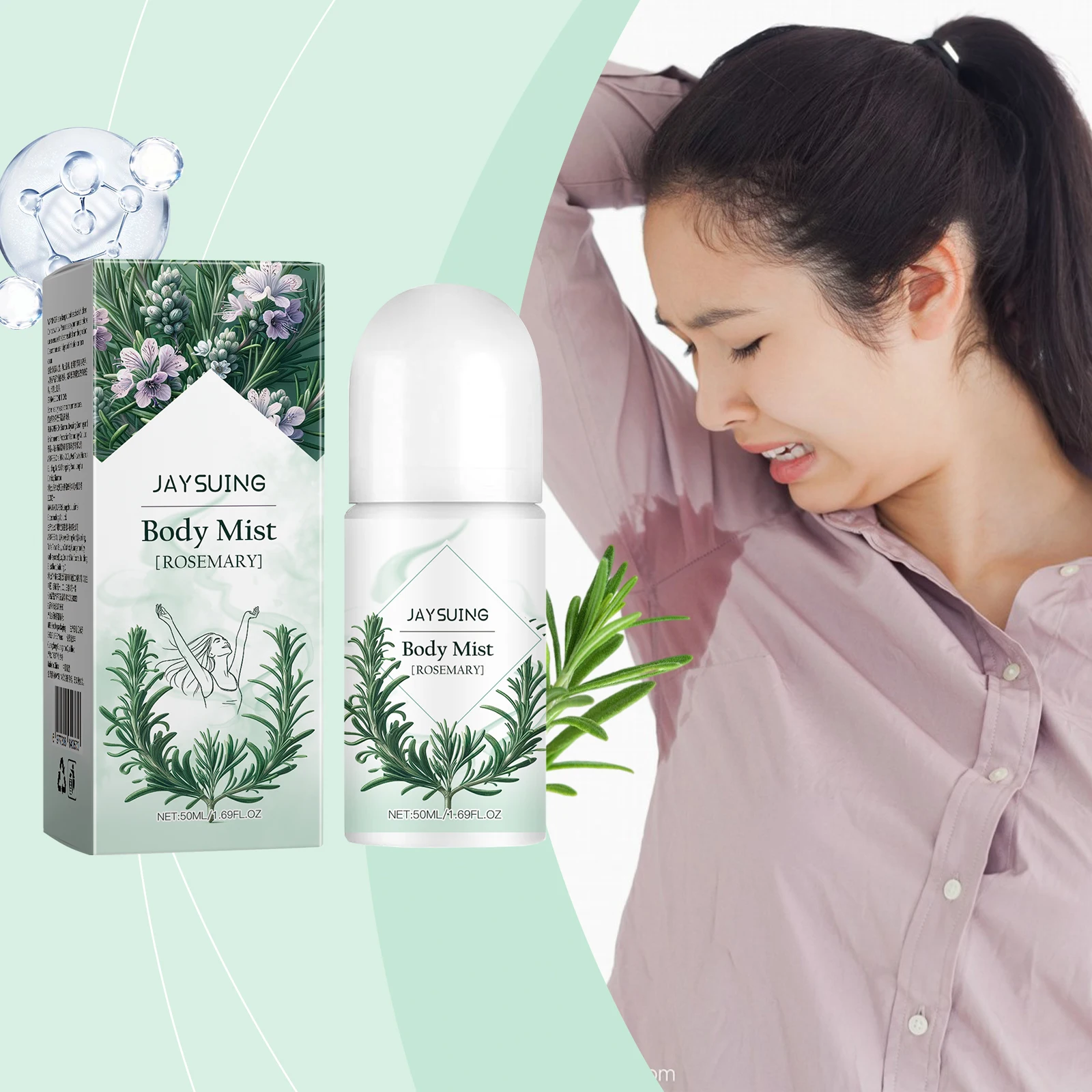 Jaysuing Deodorant Stick Refreshing Natural Deodorant Elegant Deodorant Solid Stick