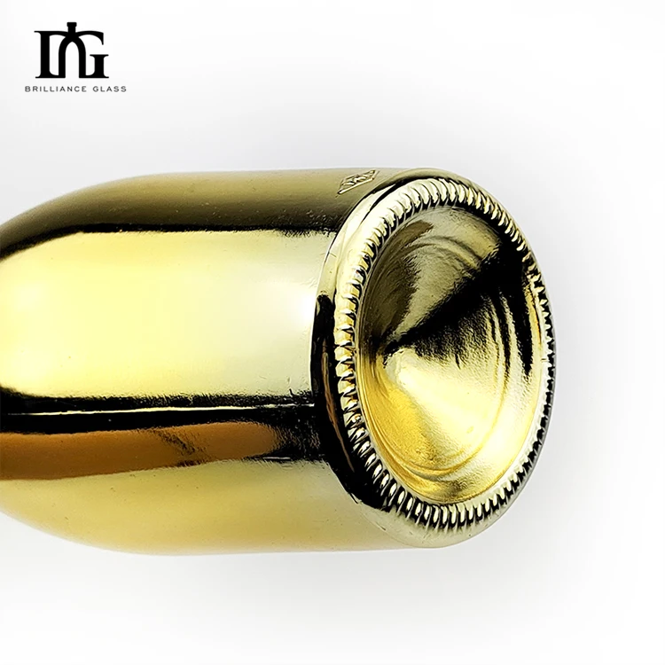 750ml 700ml chrome polished silver gold decorated silk printing liquor alcohol liquor glass bottle Champagne