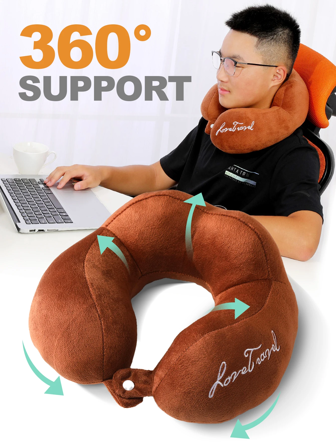 Cartoon U-Shaped Double Hump Travel Plane Pillows Soft Nap Driving Neck Protection for Sleeping & Nursing Airplane Hotel Camping