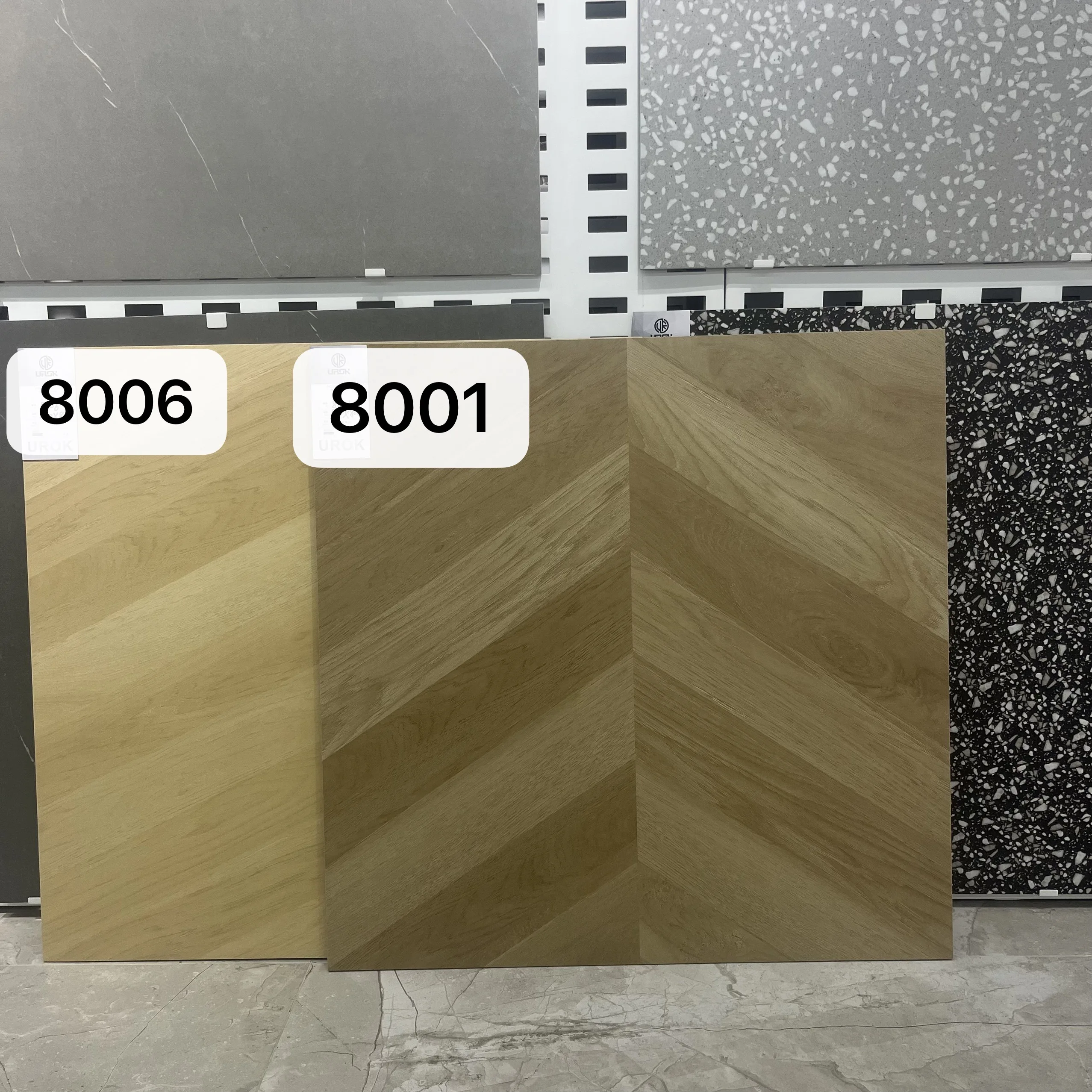 Classic 800x800 Wood Grain Non-Slip Flat Bottom  Indoor Floor Matt Tiles Glossy Classic Style for Interior Tiles for Apartments