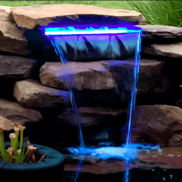 Outdoor decorative wall hanging fountain spillway ac12v led lighting cascade swimming pool accessories waterfall sheer descent