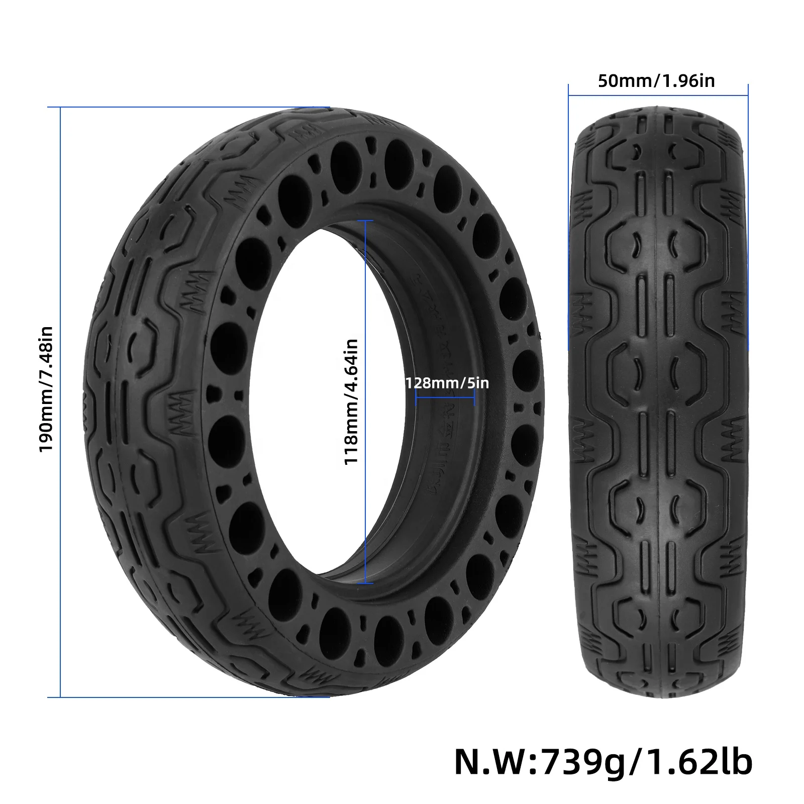 200*50 Pattern Solid Tire For Rear Motor Wheel For Electric Scooter Tyre Replacement Accessories 8 Inch Durable Rubber Tires
