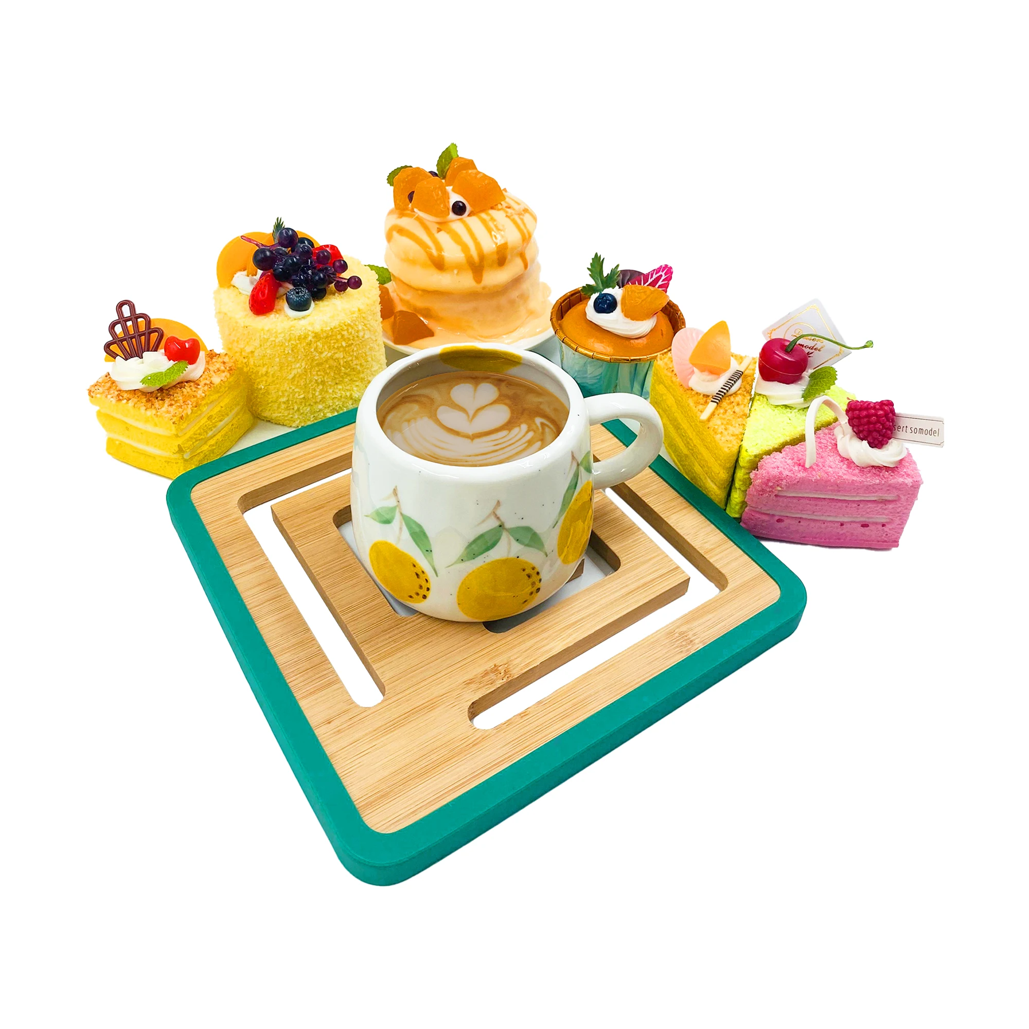 Square Large Solid Bamboo Wood Kitchen Cup Coaster With Non-Slip Silicone Pads Heat Resistant Bowl Hot Pot Mat Teapot Holder