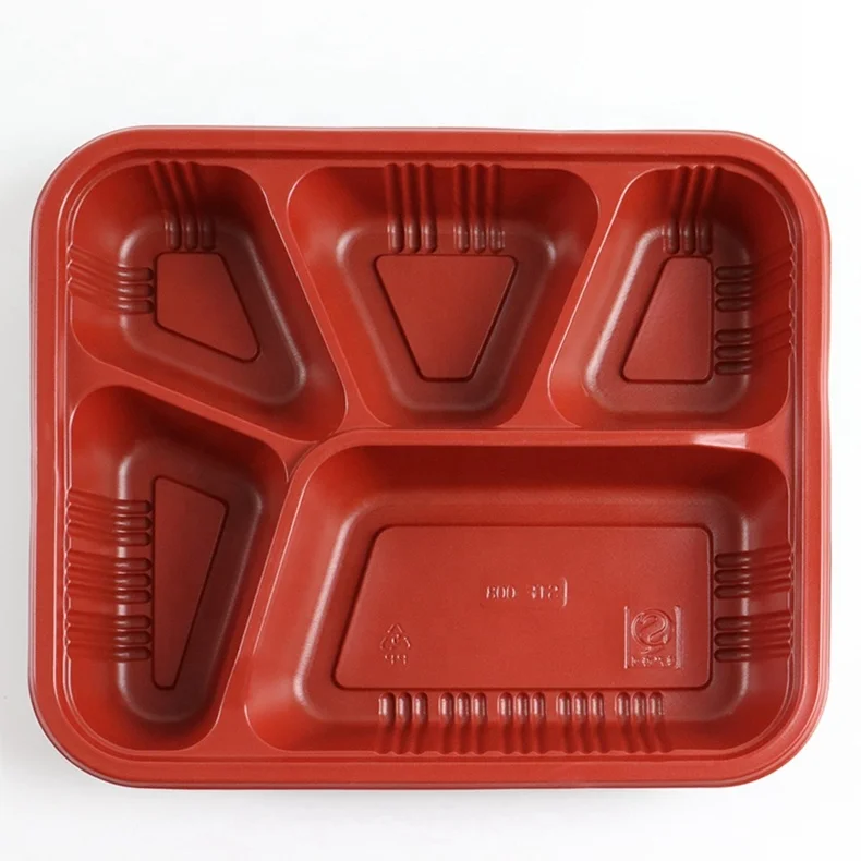 take away food container food prep boxes plastic disposable  5 compartment to go containers with lids
