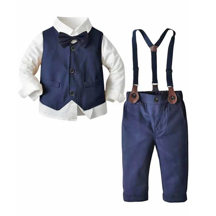 Manufacturer Children Clothes Long Sleeve Gentleman Wedding Dress Kids 9 Moths To 7 Years Classic 3 Piece Suits
