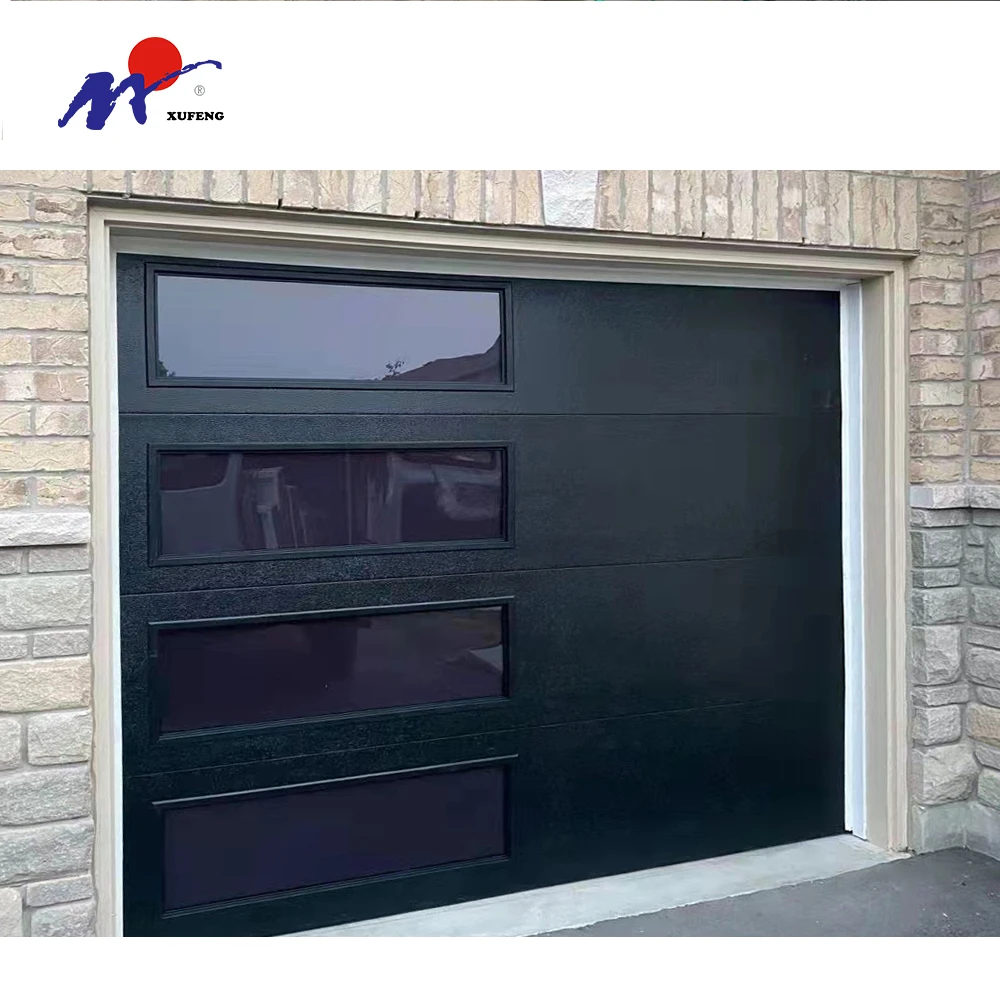 Wholesale Customized Sectional Overhead European Automatic Garage Door Steel Black