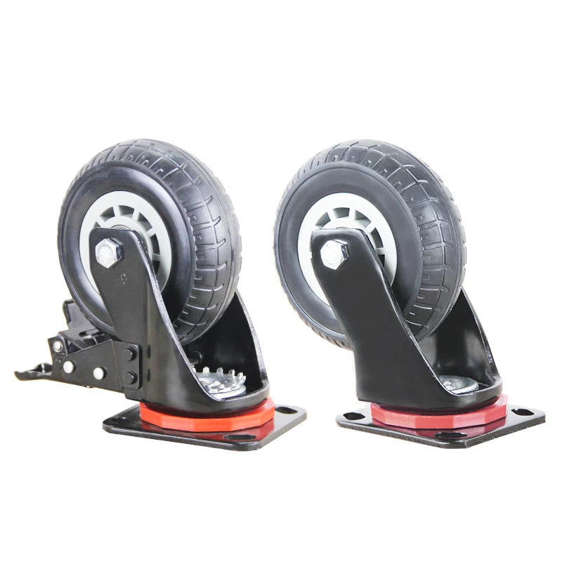Rubber wheel trolley trailer equipment supporting the use of directional universal brake casters silent non-slip wheels