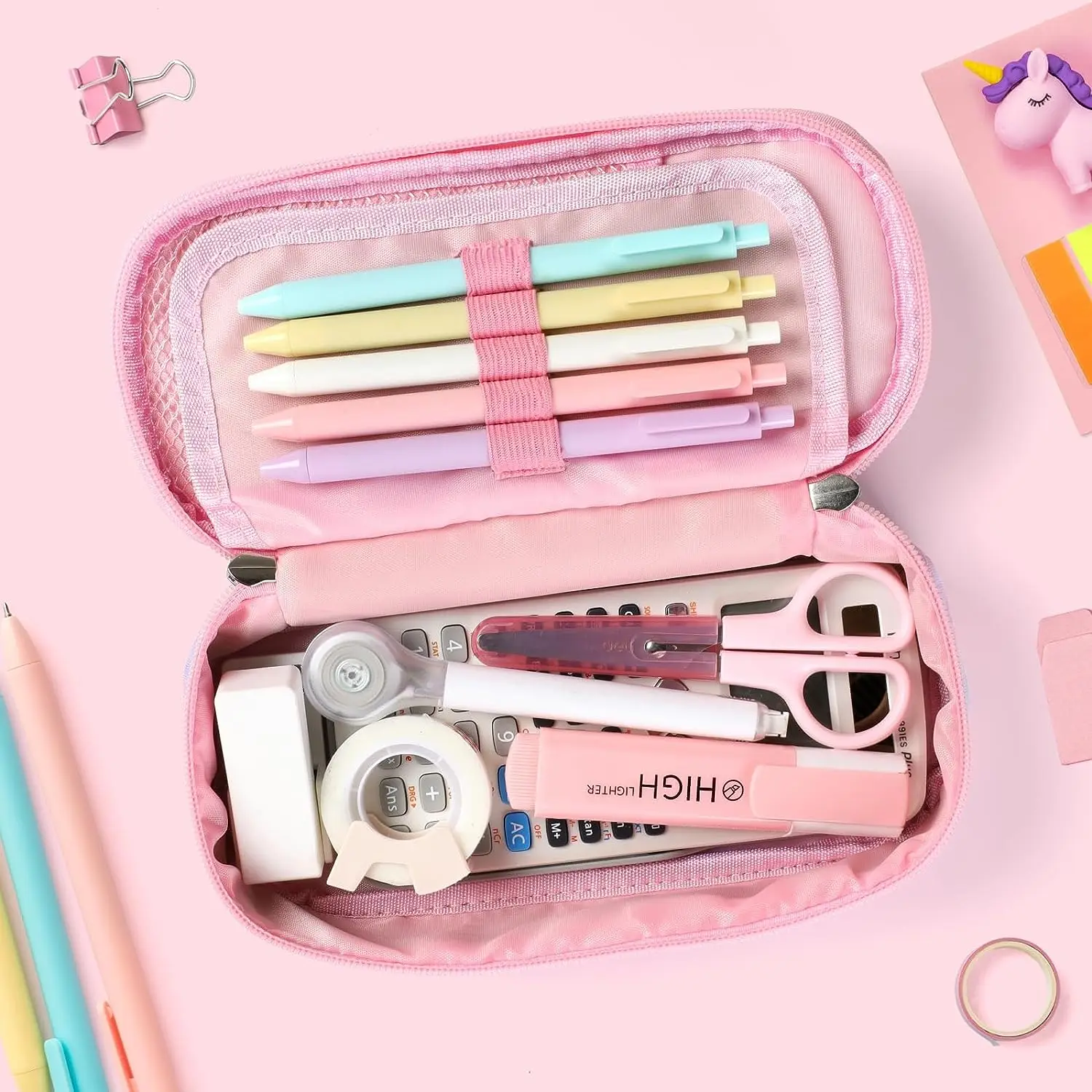 New Design Children Unicorn Polyester Pencil Case Cute Printed Pencil Case Large Capacity Zipper Pencil Box for Girls
