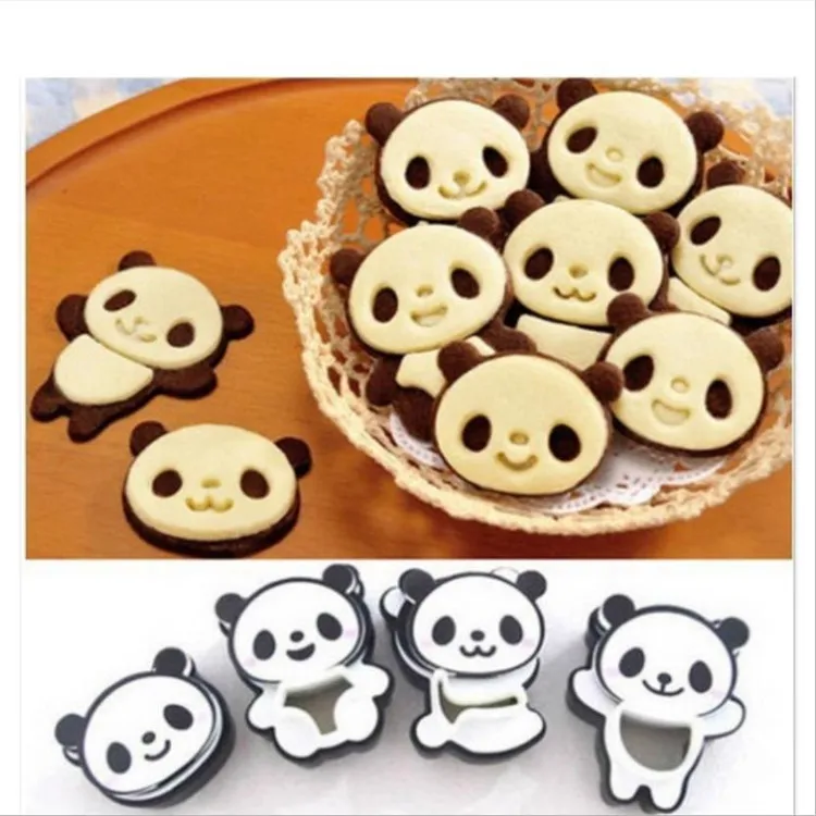 
Hand Cartoon Panda Cookies Cutter Stamp Rvs Biscuit Mould Set Baking Tools Cutter Tools Cake Decoration 4pcs/set Bakeware Mold 
