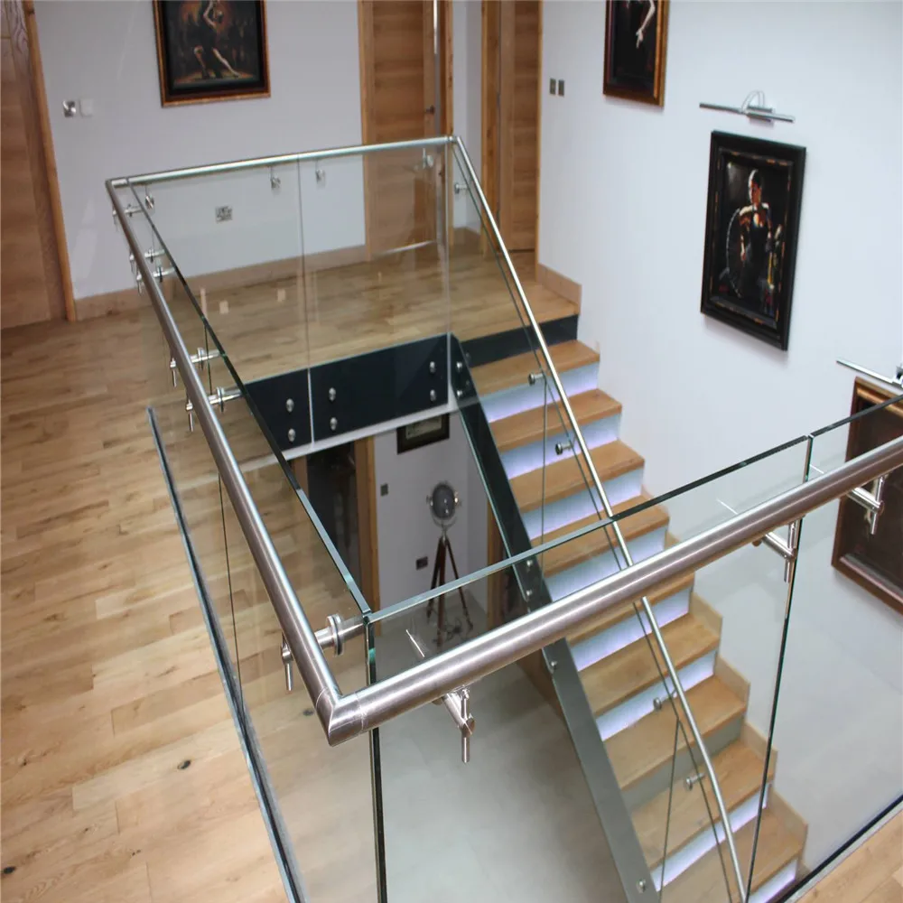 Frameless tempered glass railing/Super Clear laminated glass standoff stair balcony balustrade