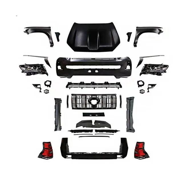 High quality auto body kit including front rear bumper assembly lights for Prado Fj150 2010-2017 upgrade to 2018-ON style