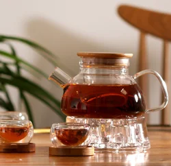wholesales Thickened Borosilicate Nordic Glass Pot With Bamboo Lid Scented Tea Fruit Teapot
