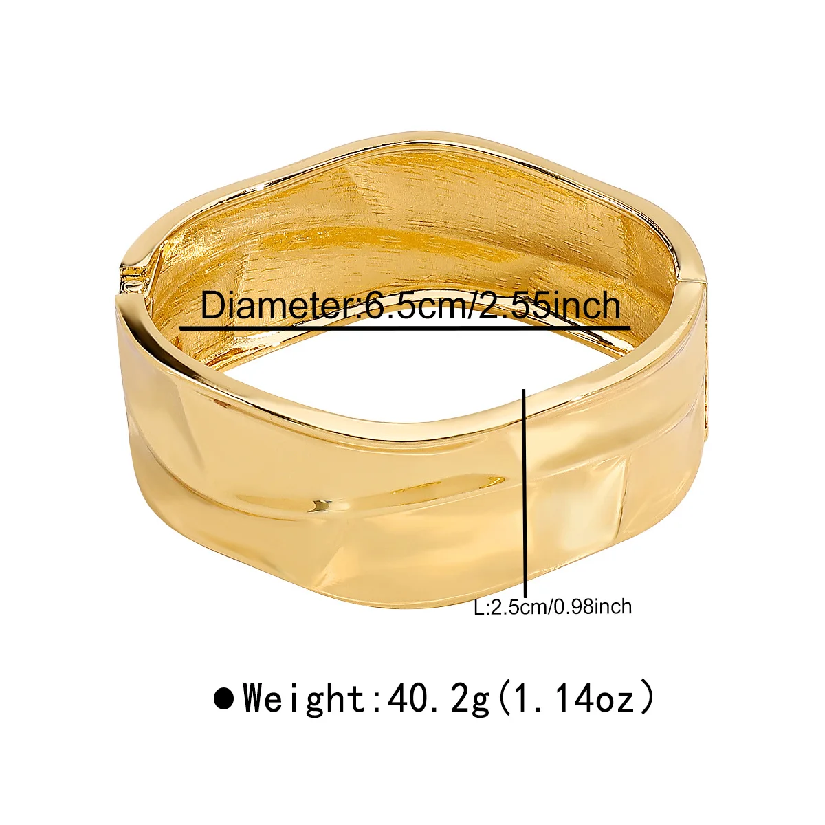 2024 Новое поступление модный дешевый оптовая продажа вогнутый металлический браслет Модный Креативный дизайн геометрический широкий золотой