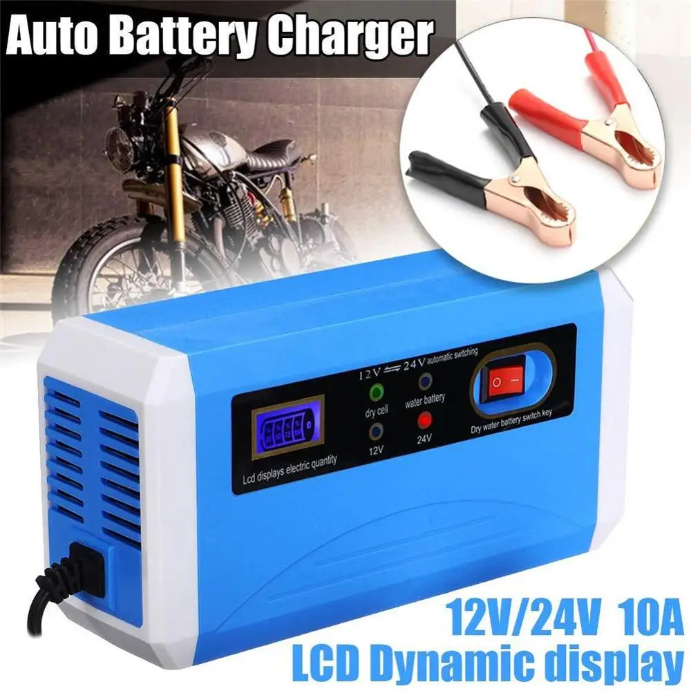 12v 24v Automatic Car Battery Charger AGM GEL WET fast charger 12V 10A 24V 5A Intelligent Pulse Repair lead acid battery charger