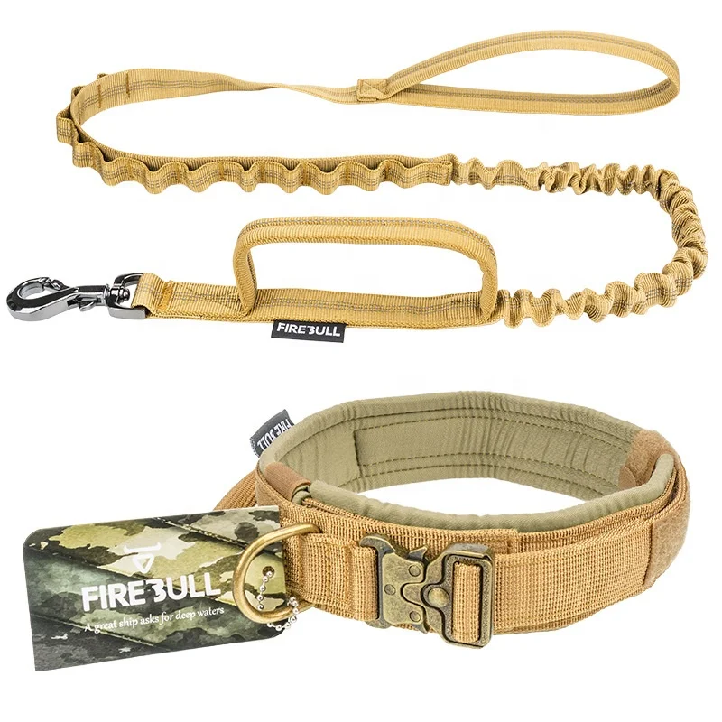 Sohpety Luxury Nylon Hardware Heavy Duty Pet Leash Set Designer Metal Buckle Tactical Dog Collar