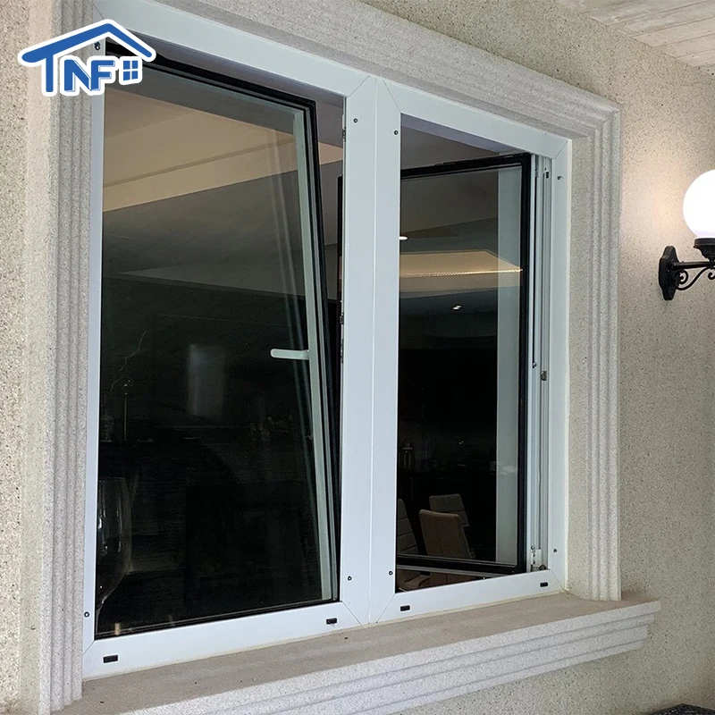 Sound-proof windows aluminum laminated glass double glazed aluminum tilt turn windows with stainless steel insect net