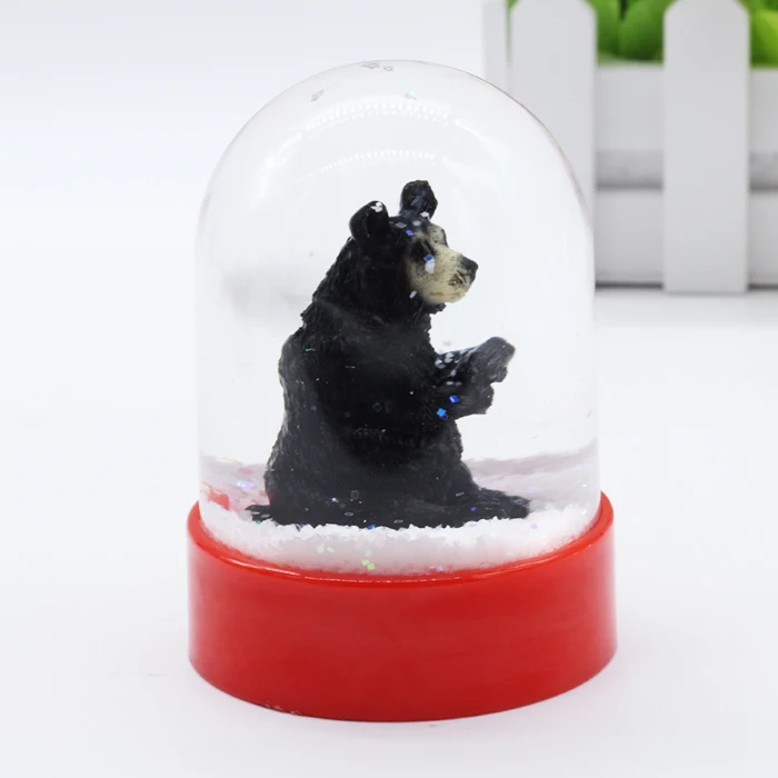
Plastic Animal figurine Snow Globe with Custom Logo , Plastic 3D Resin Bear Figurine Water Ball For Home Decoration 