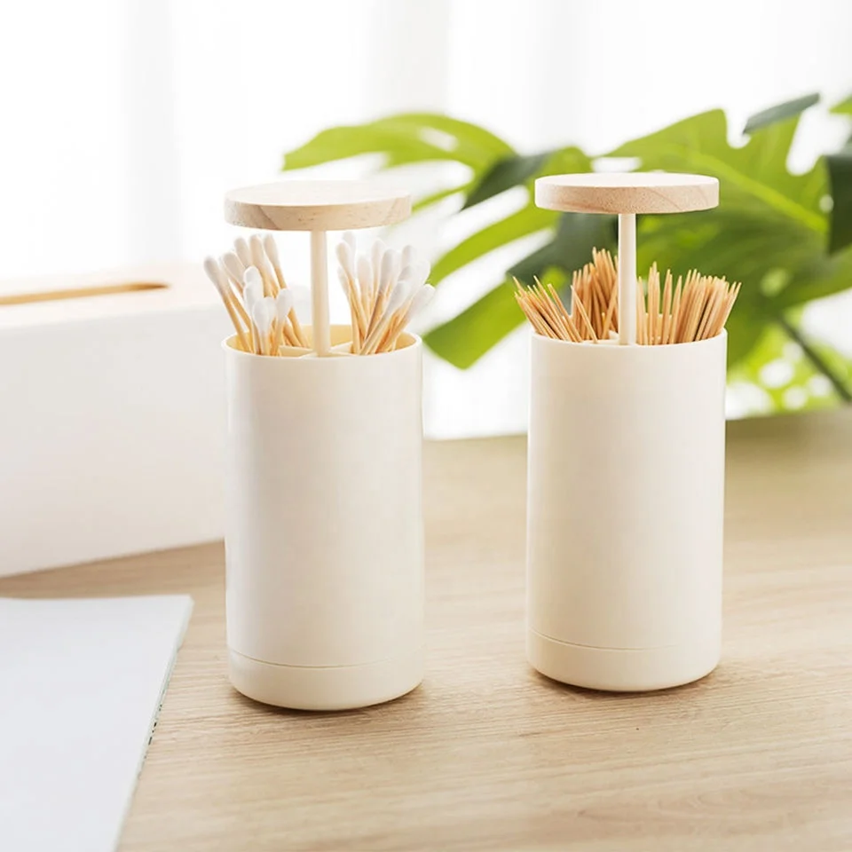 Simple Nordic Style Creative Automatic Wooden Plastic Toothpick Holders Toothpick Stand Toothpick Box Home Decoration